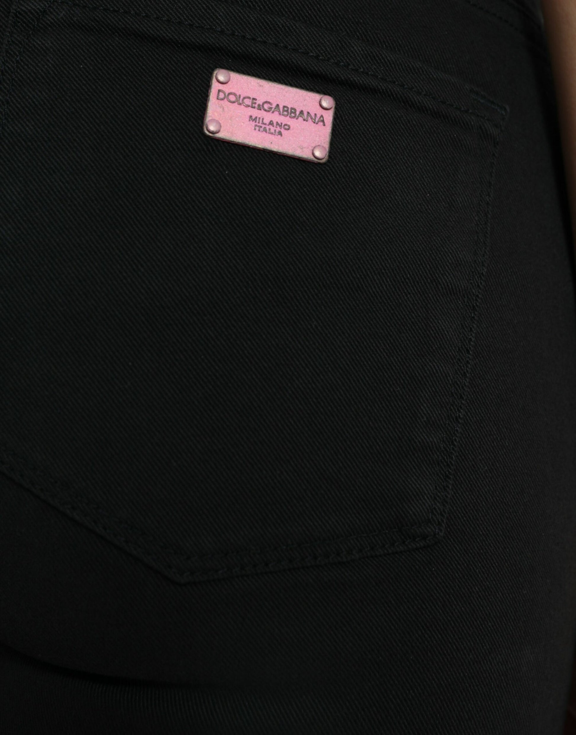 Schwarze Skinny-Jeans aus Baumwolle mit mittlerer Taille