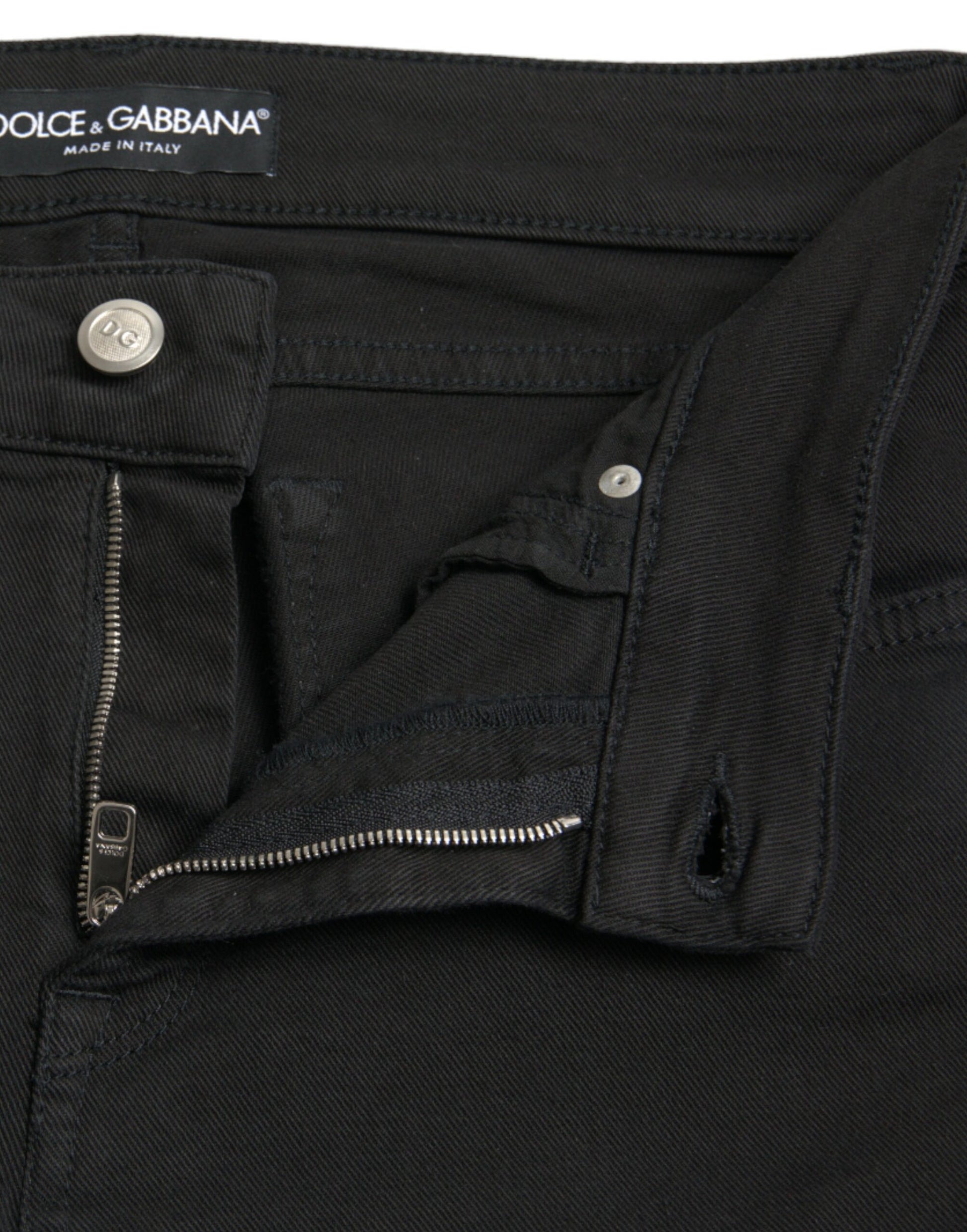 Schwarze Skinny-Jeans aus Baumwolle mit mittlerer Taille
