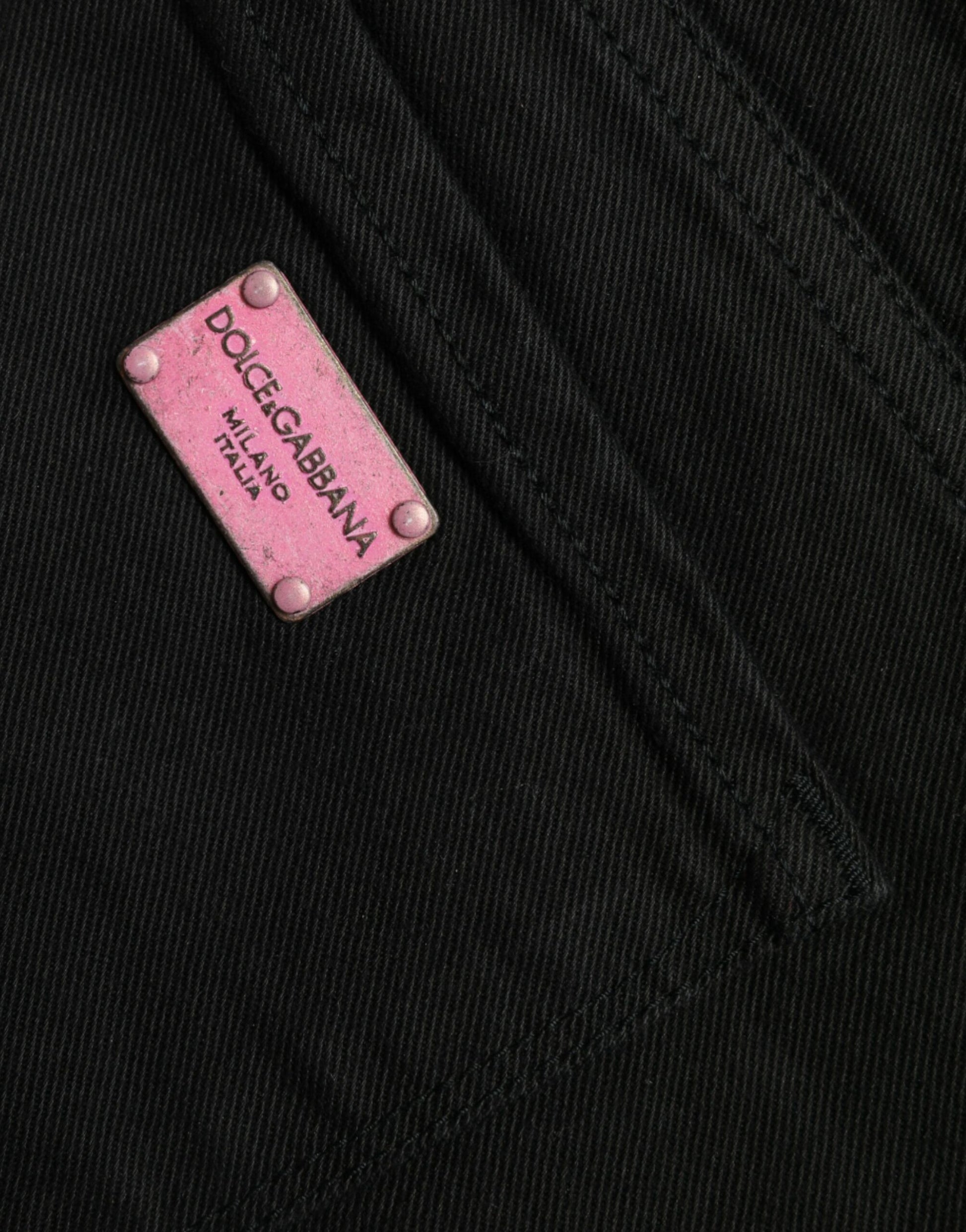 Schwarze Skinny-Jeans aus Baumwolle mit mittlerer Taille