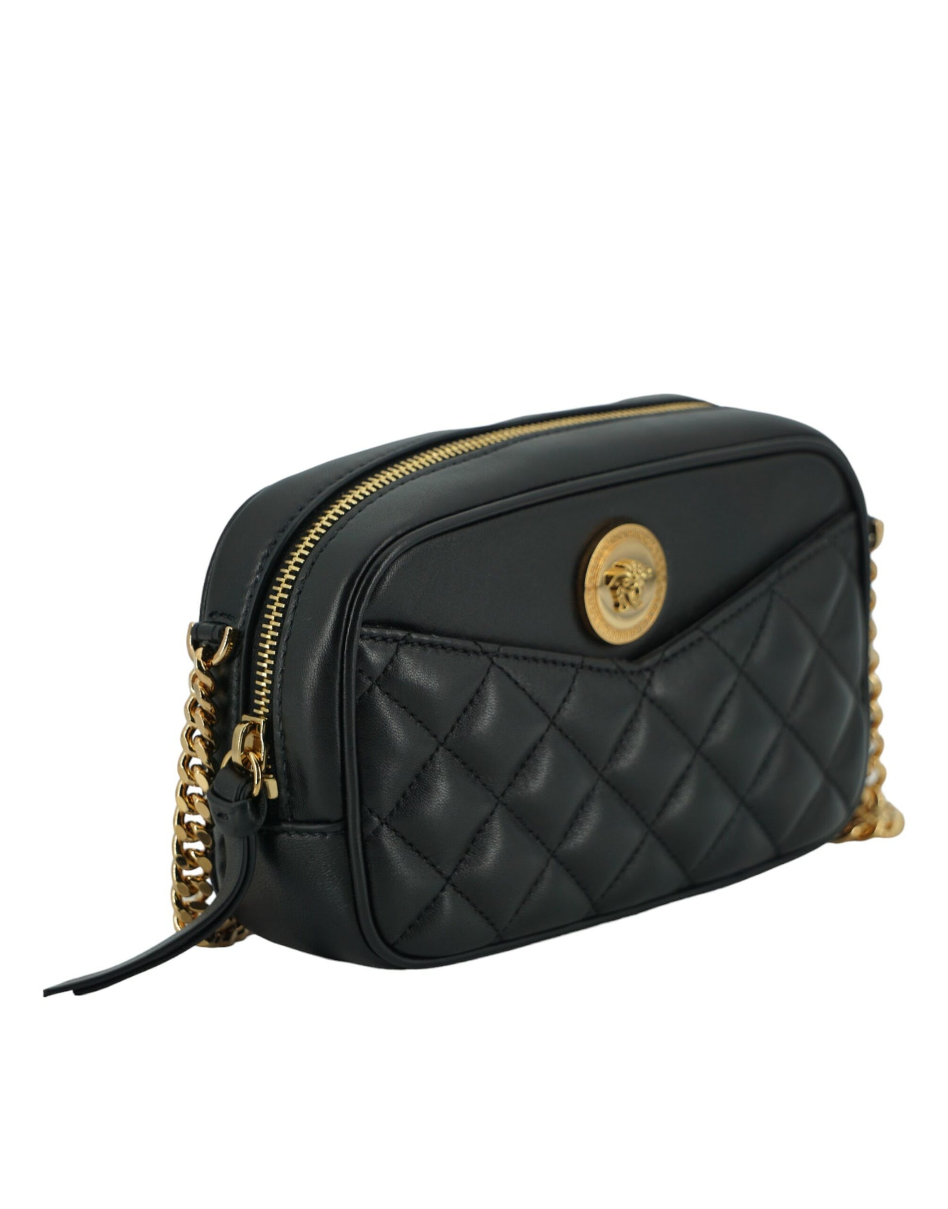 Elegante kleine schwarze Umhängetasche aus Leder