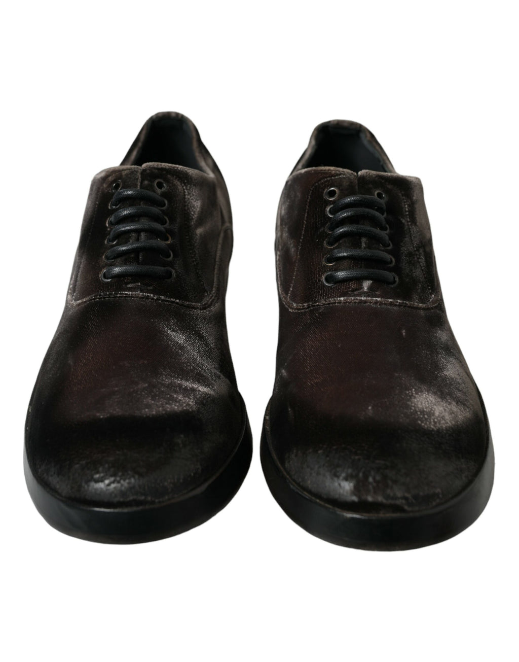 Braune Oxford-Schnürschuhe aus Samt für Herren