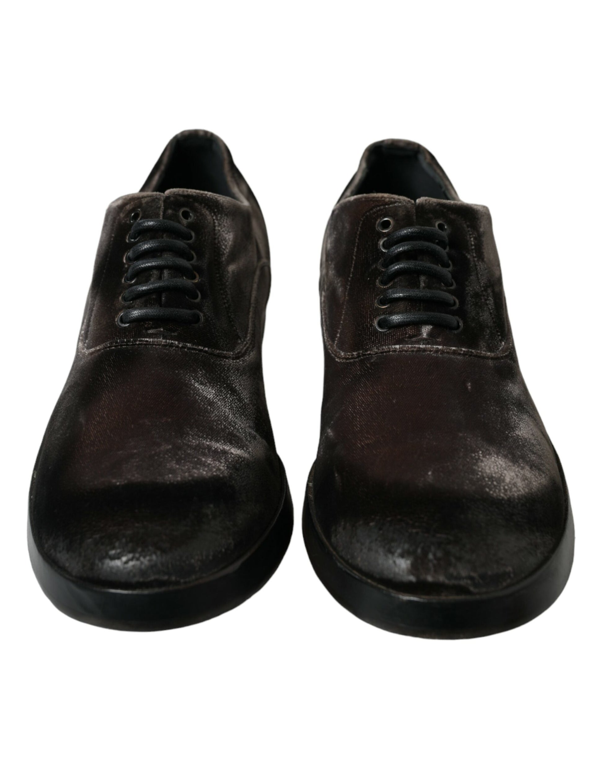Braune Oxford-Schnürschuhe aus Samt für Herren