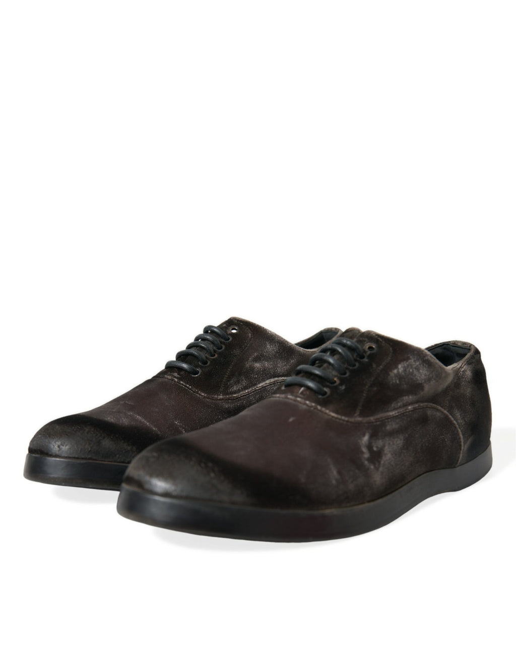 Braune Oxford-Schnürschuhe aus Samt für Herren