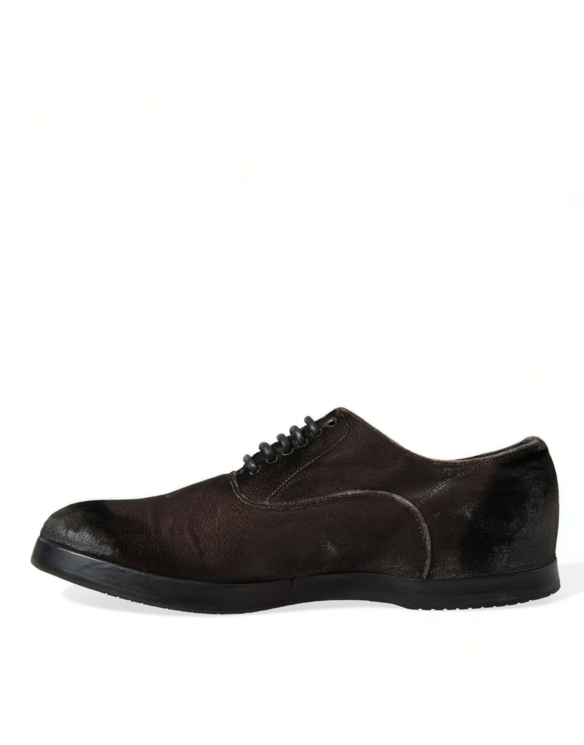 Braune Oxford-Schnürschuhe aus Samt für Herren