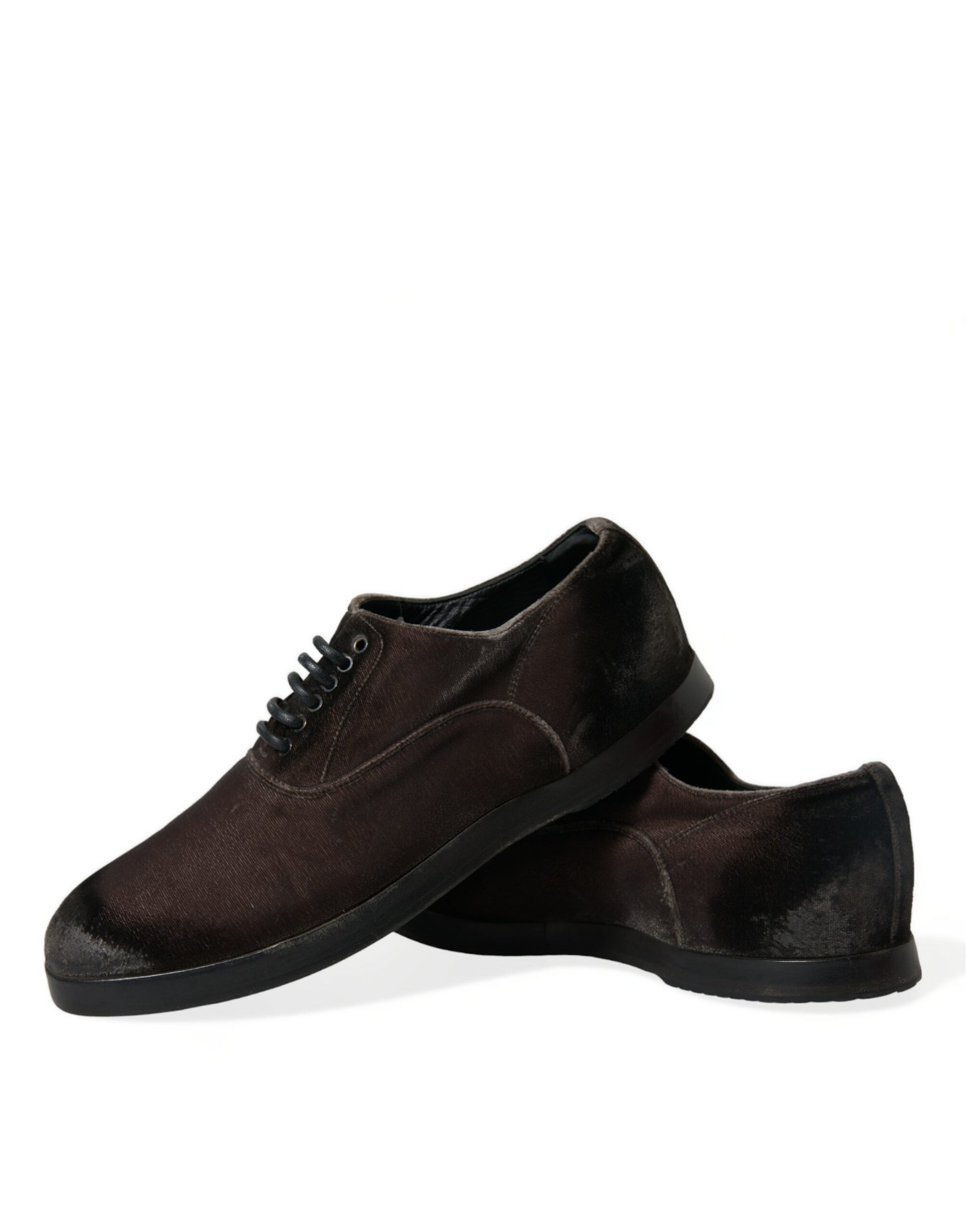 Braune Oxford-Schnürschuhe aus Samt für Herren