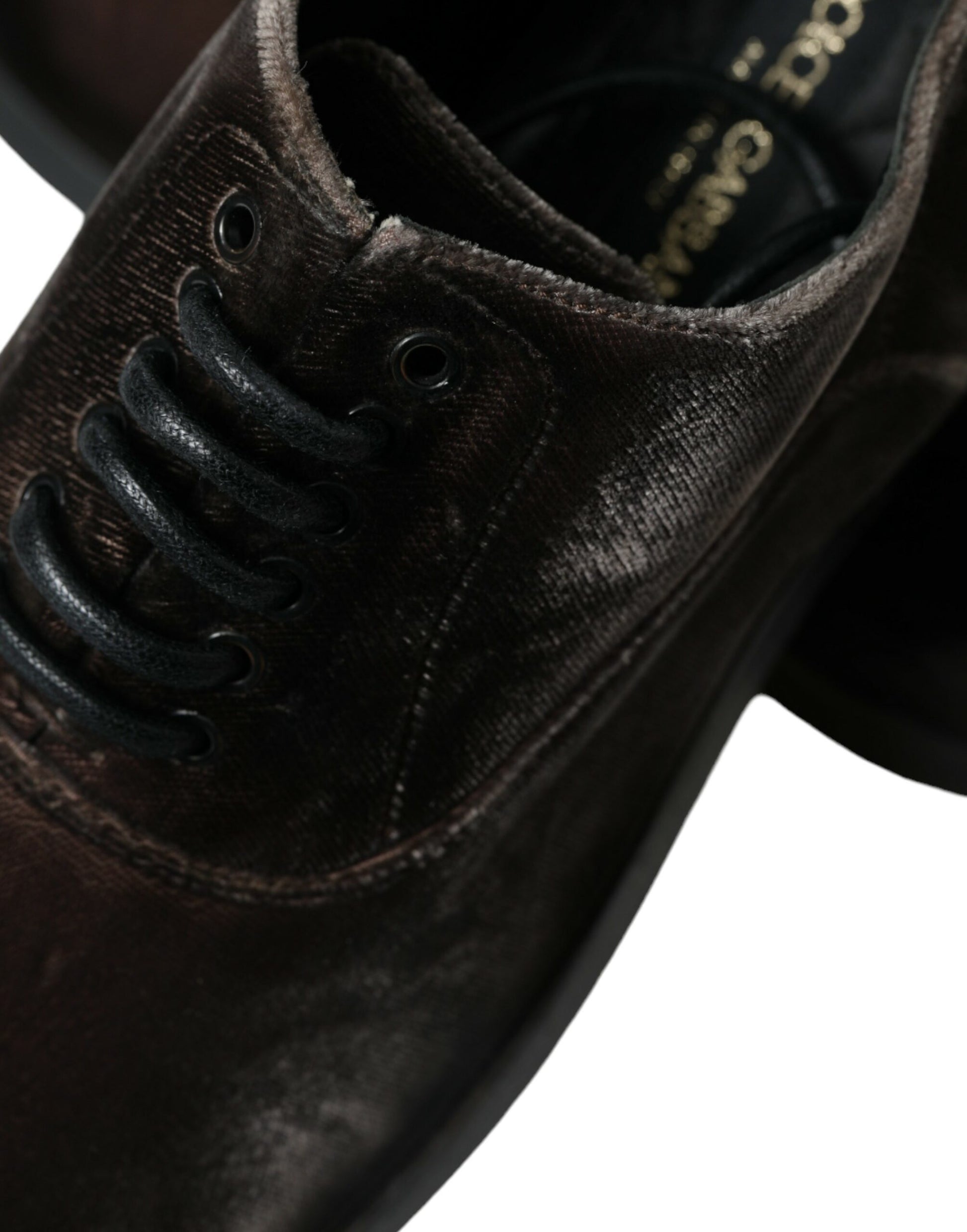 Braune Oxford-Schnürschuhe aus Samt für Herren