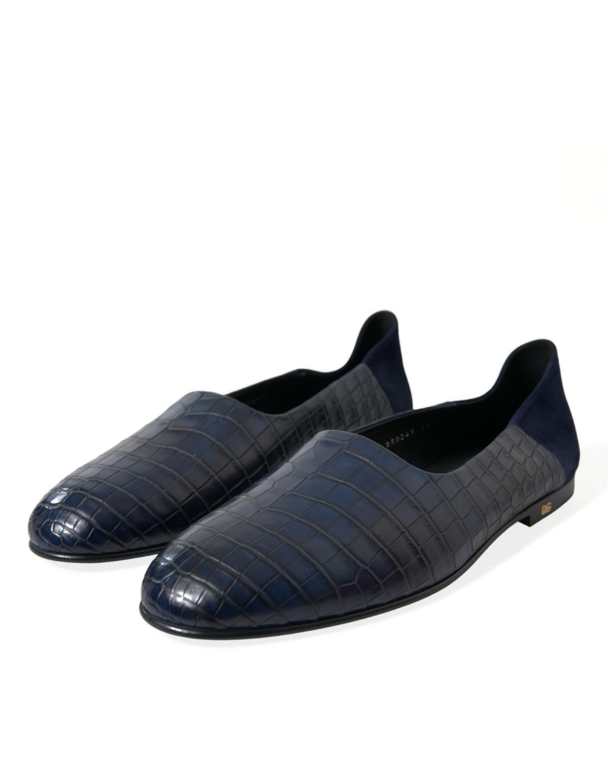 Blaue Slipper aus Krokodilleder