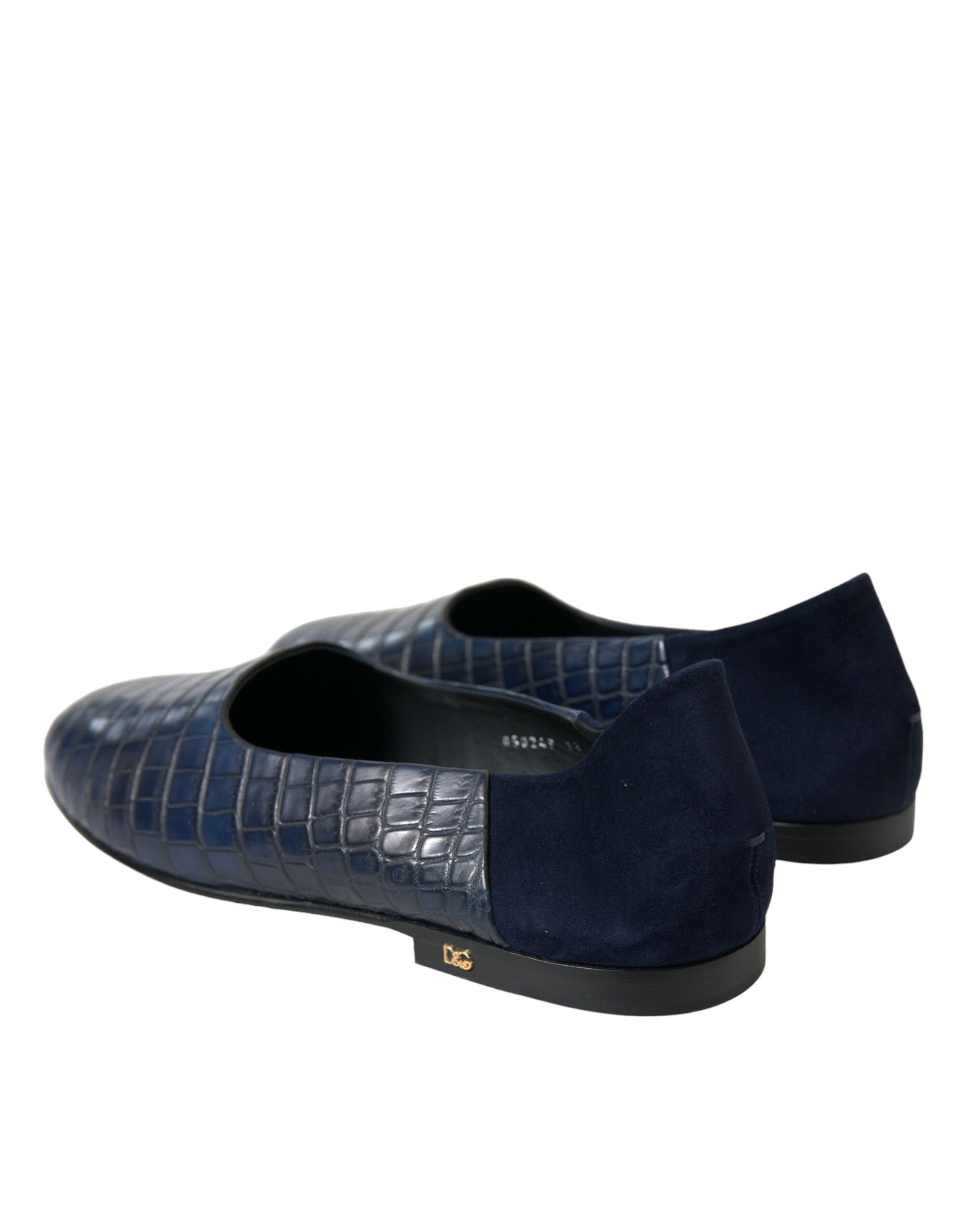 Blaue Slipper aus Krokodilleder