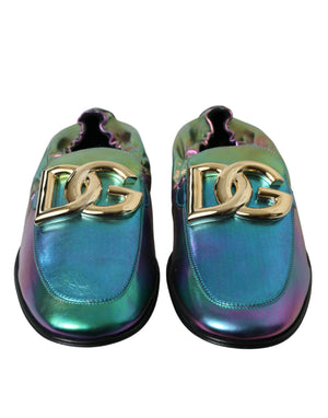 Mehrfarbige Loafer-Abendschuhe aus Leder mit DG-Logo