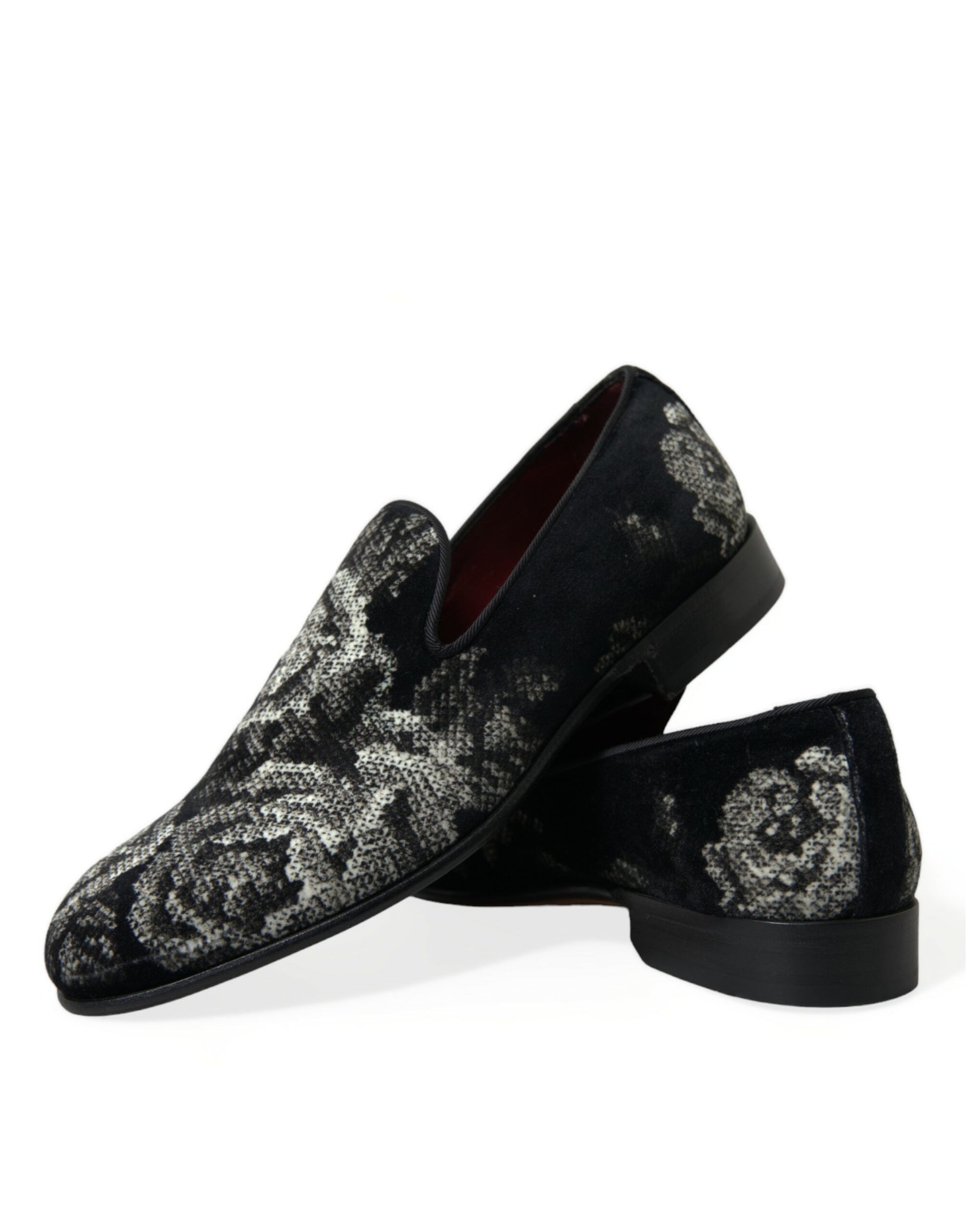 Schwarze Hausschuhe mit Blumenmuster für Herren, Halbschuhe