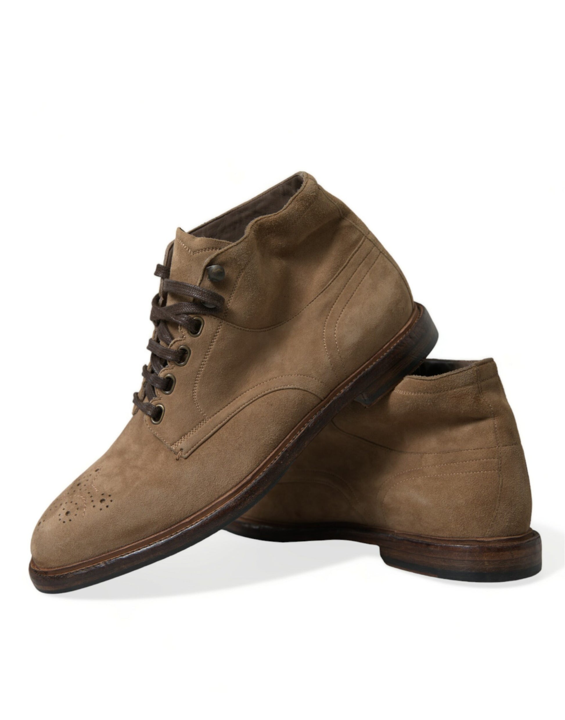 Braune Lederstiefeletten mit Schnürung