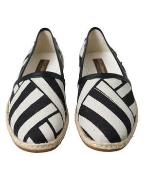 Beige Schwarz Gestreifte Canvas Espadrilles MONDELLO Schuhe