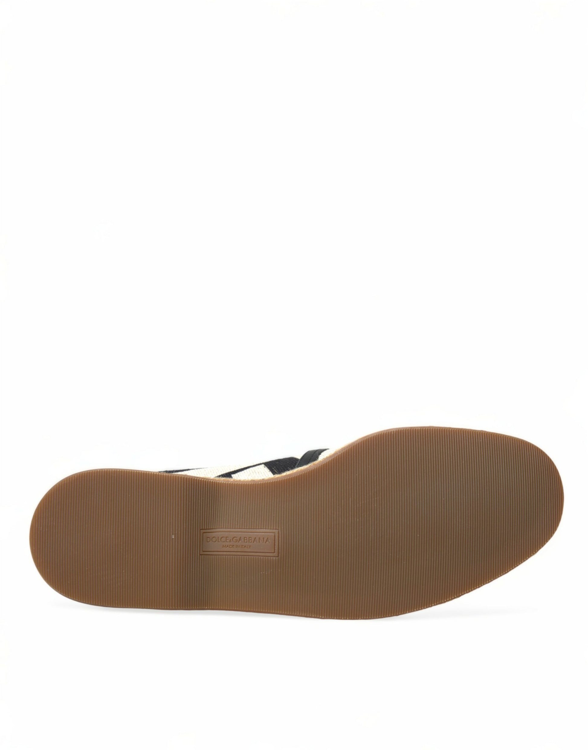 Beige Schwarz Gestreifte Canvas Espadrilles MONDELLO Schuhe