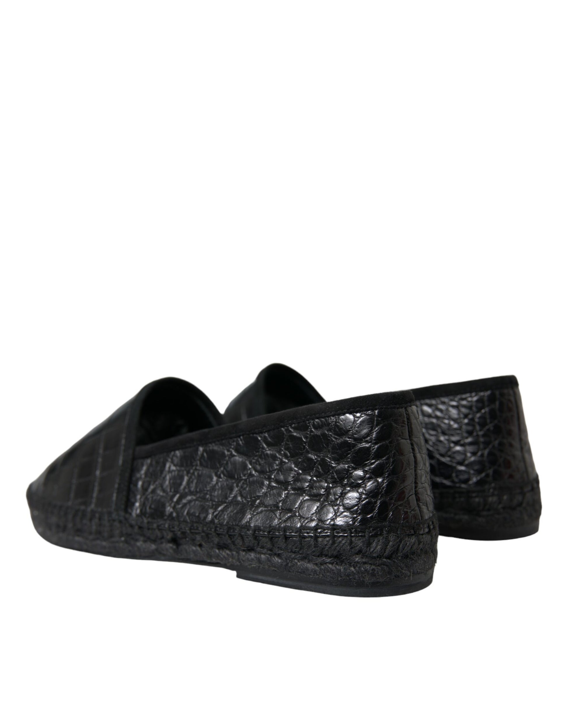 Schwarze Espadrilles-Schlupfschuhe aus exotischem Leder