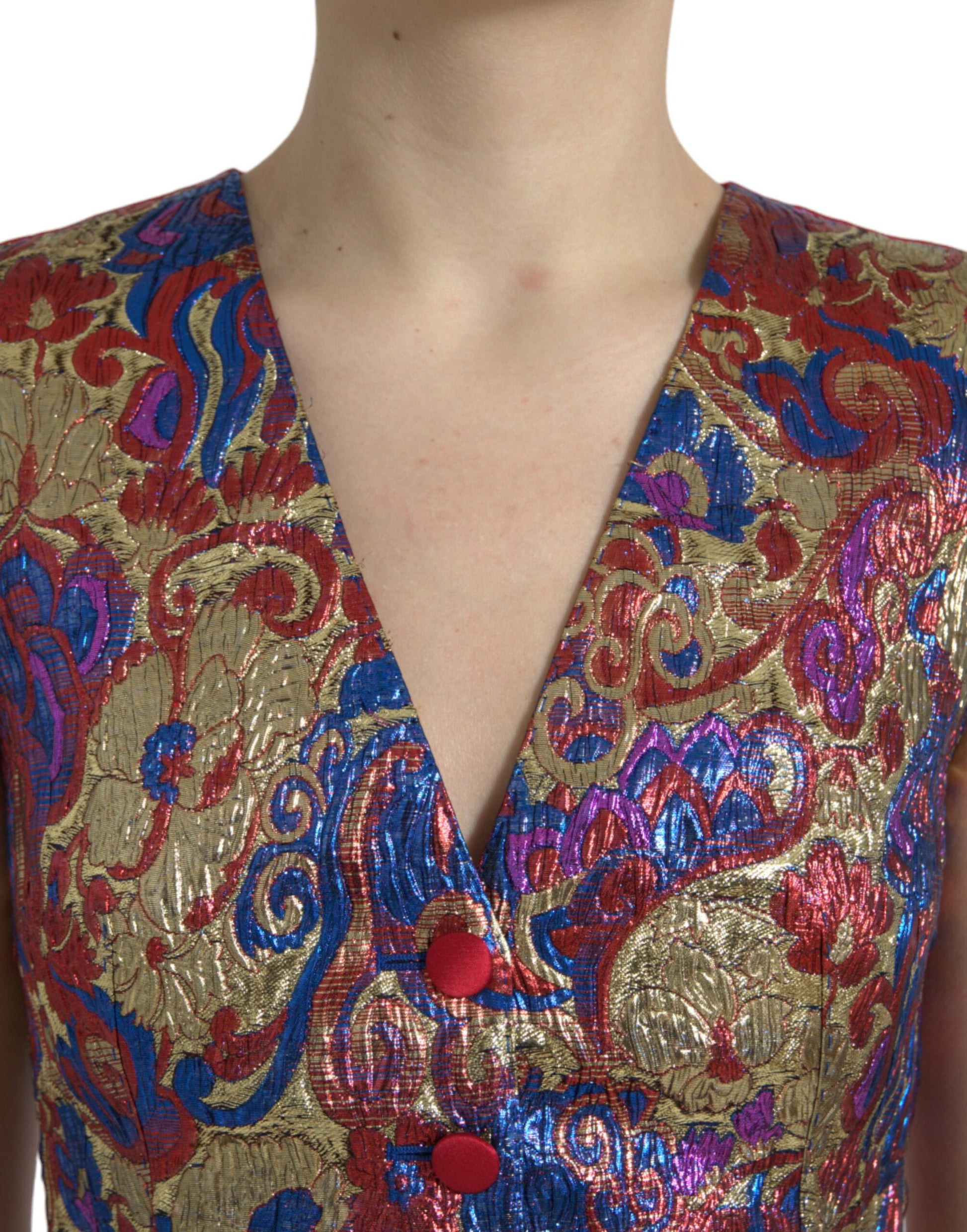 Mehrfarbiges Weste-Oberteil mit Jacquard-Knopf