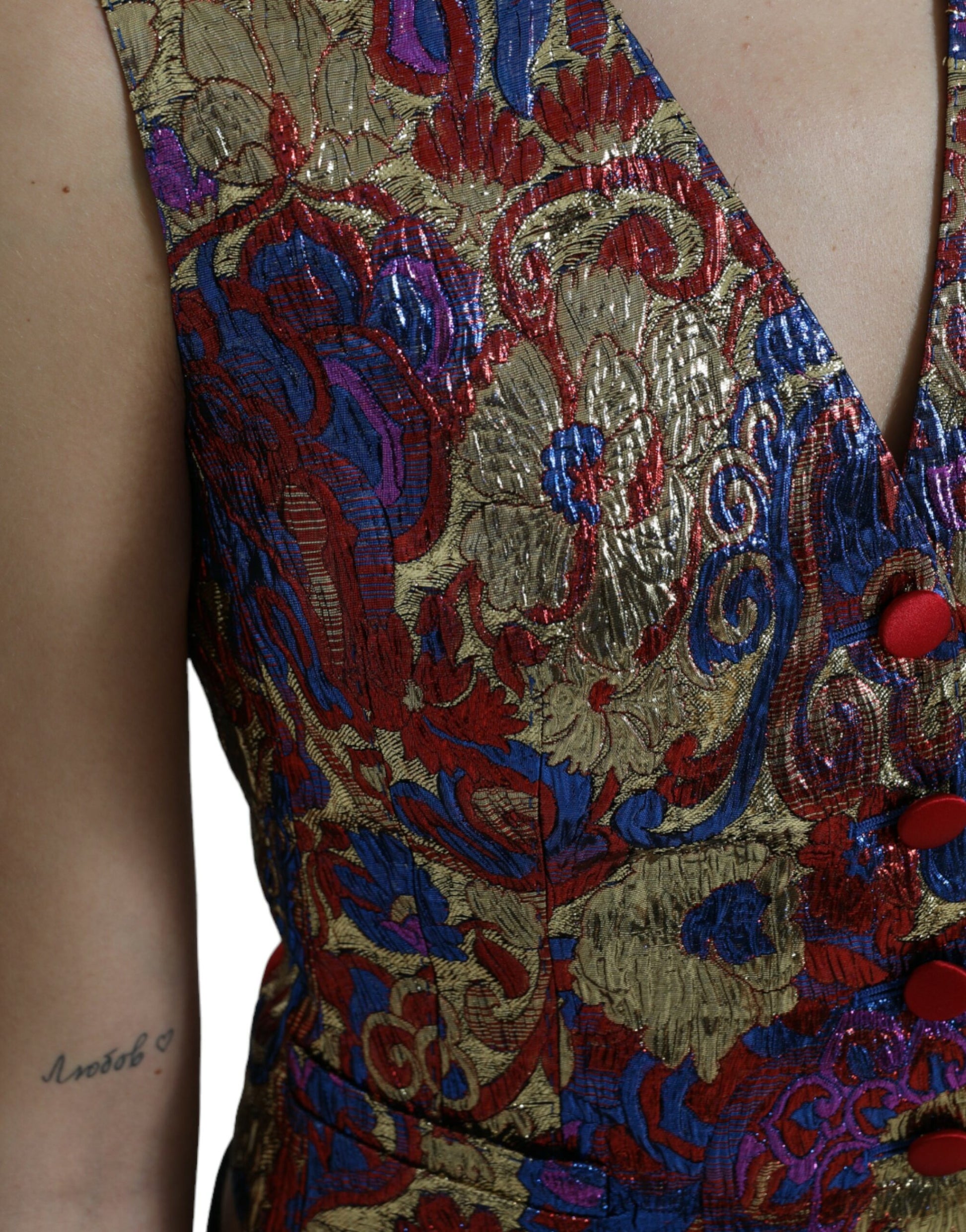 Mehrfarbiges Weste-Oberteil mit Jacquard-Knopf