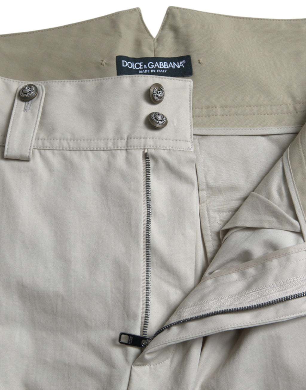 Beigefarbene Karottenhose aus Baumwolle mit hoher Taille
