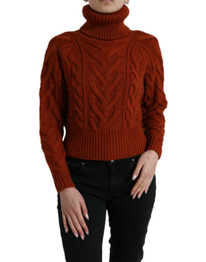 Brauner Rollkragenpullover aus Wollstrick