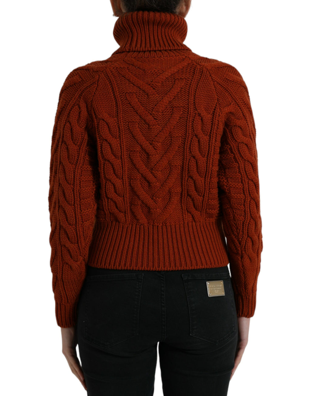 Brauner Rollkragenpullover aus Wollstrick