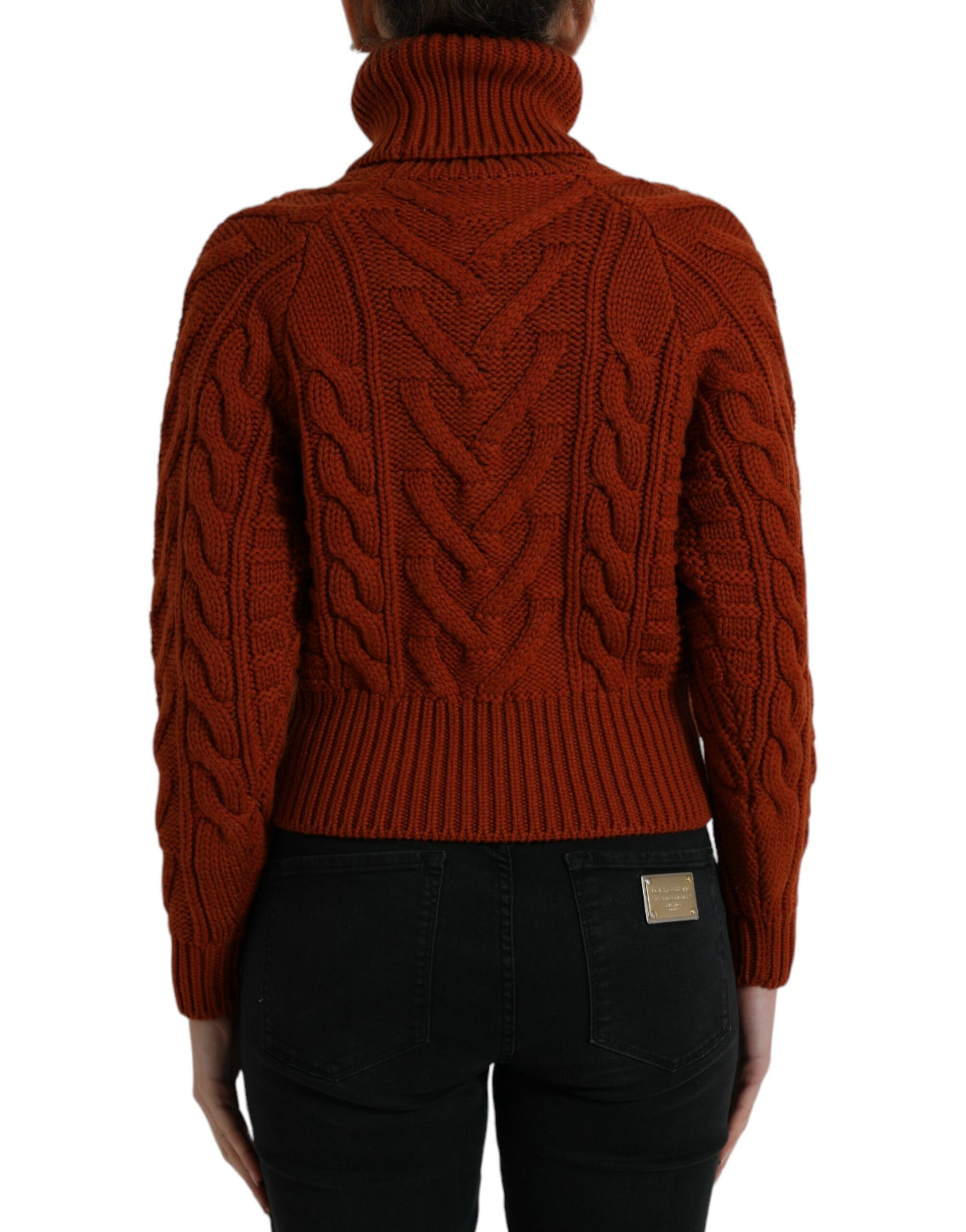 Brauner Rollkragenpullover aus Wollstrick