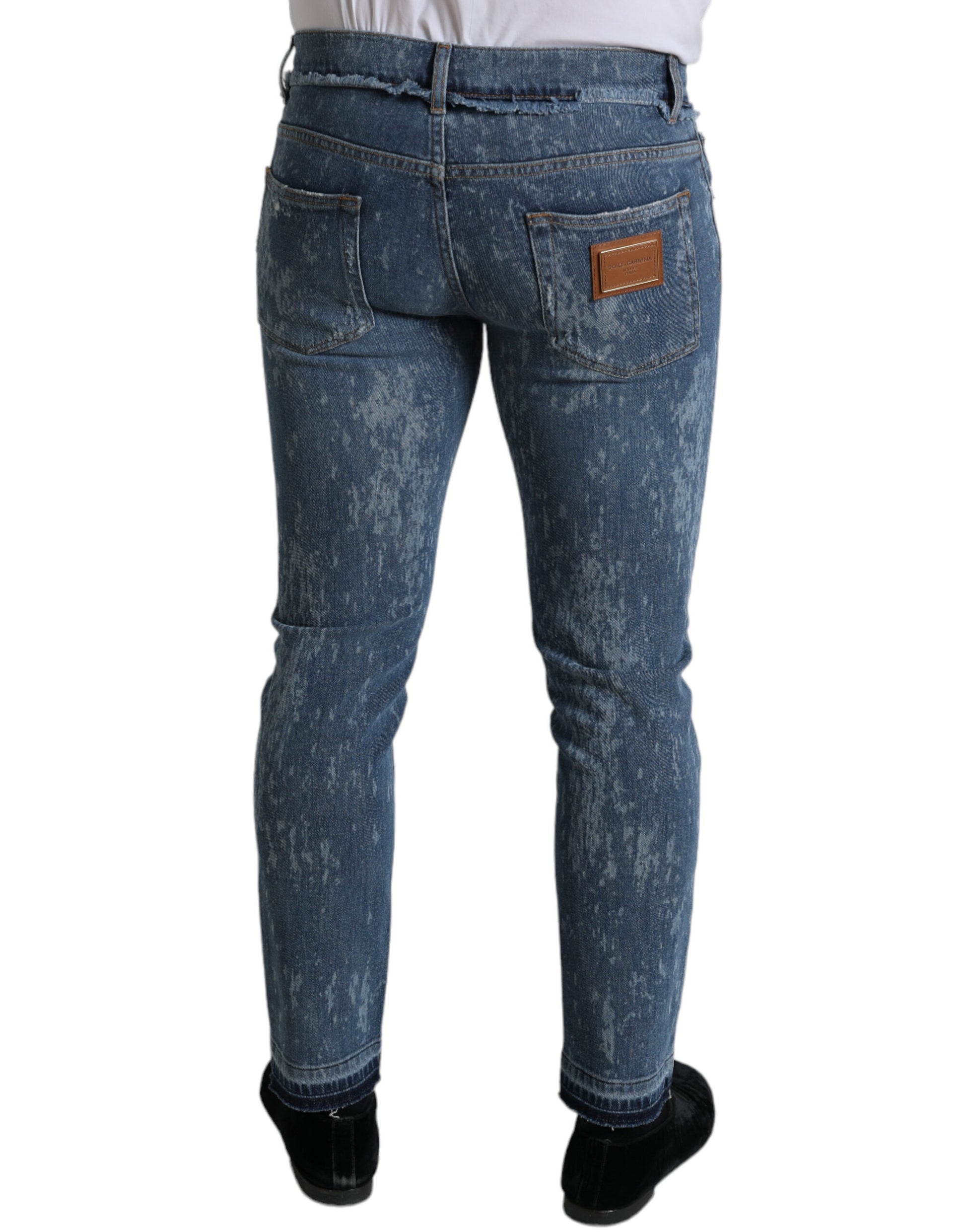 Blau verwaschene Skinny-Jeans aus Baumwollstretch