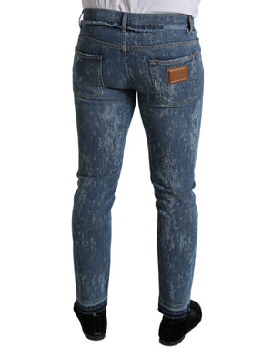 Blau verwaschene Skinny-Jeans aus Baumwollstretch