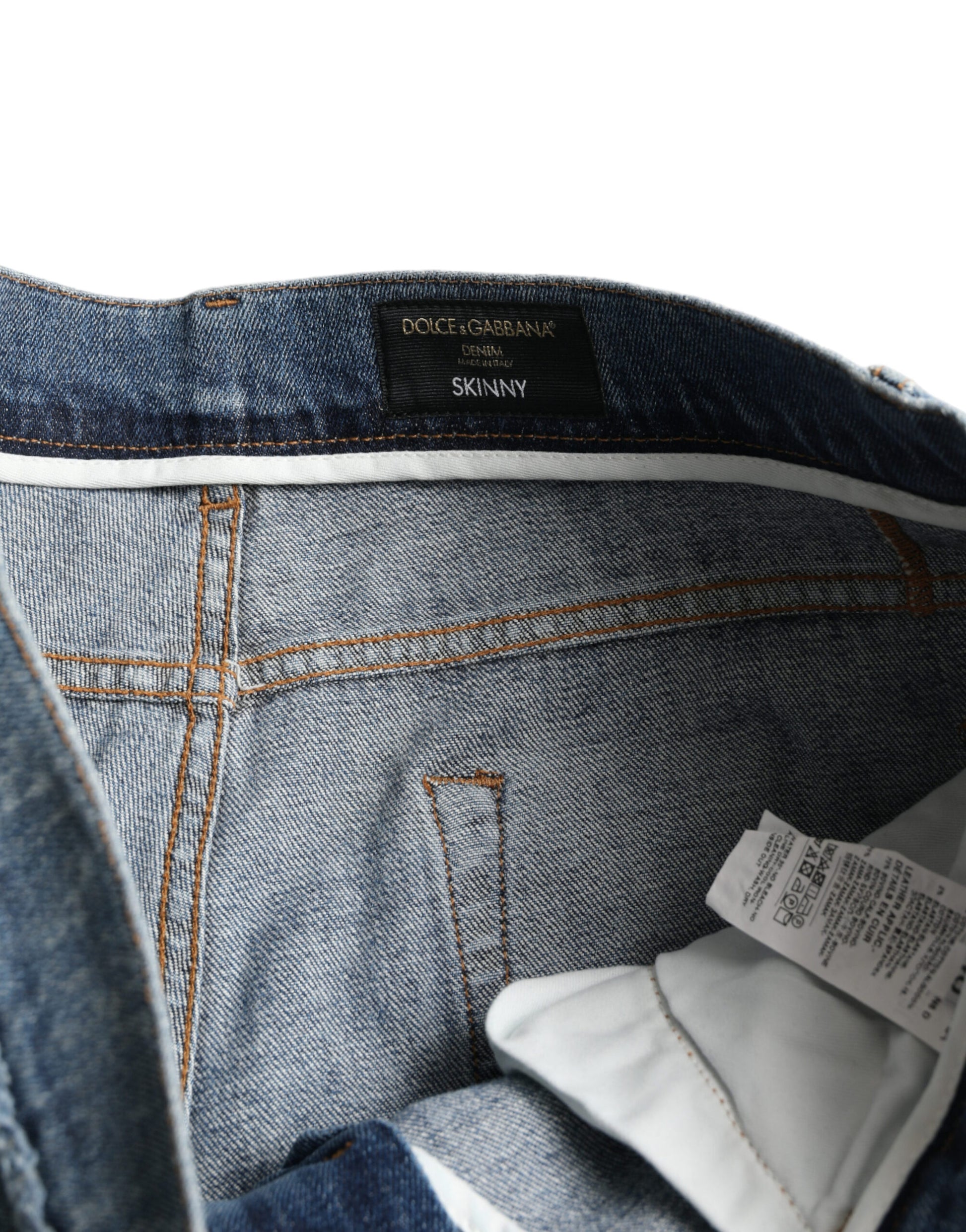 Blau verwaschene Skinny-Jeans aus Baumwollstretch