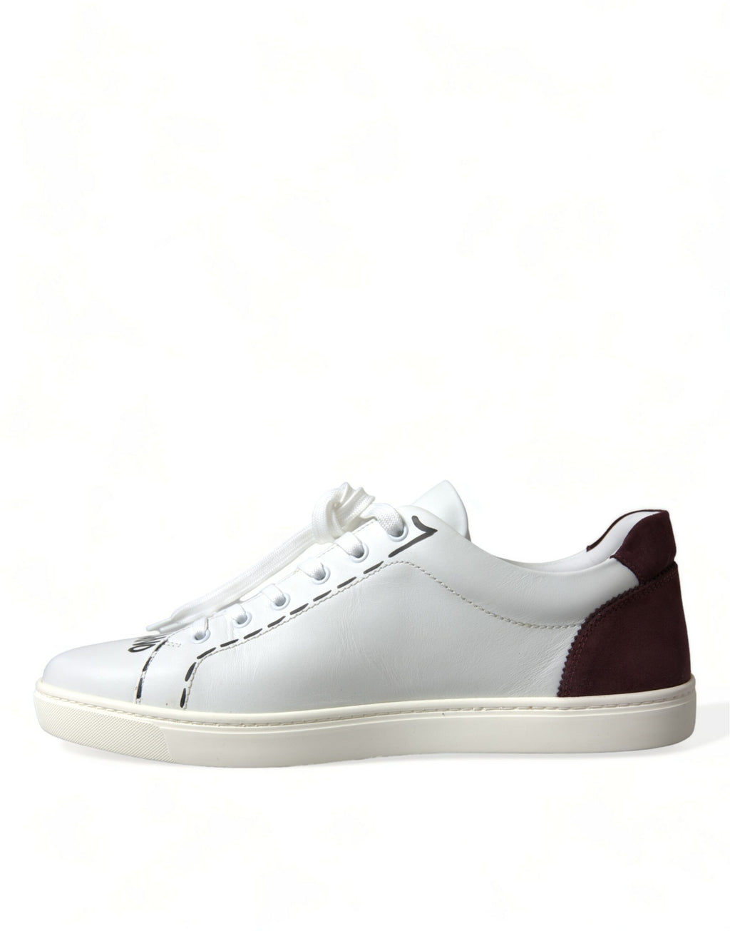 Weiße Bordeaux Leder Logo Low Top Sneakers Schuhe