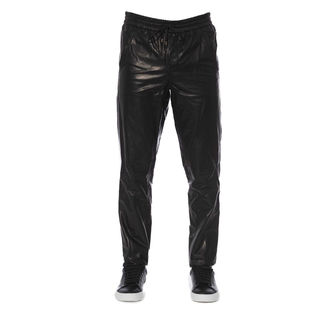 Elegante schwarze Lederhose für Herren