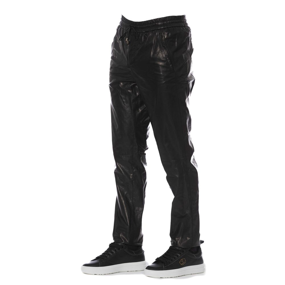 Elegante schwarze Lederhose für Herren