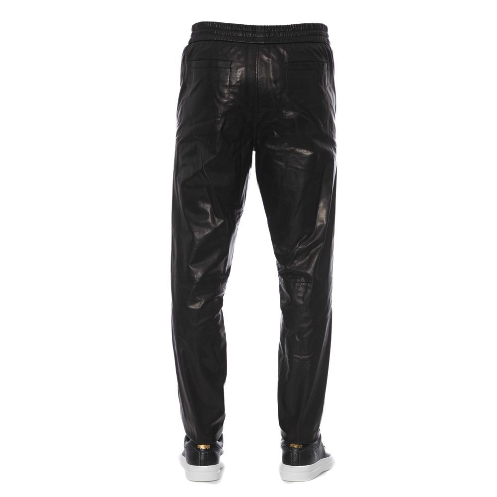 Elegante schwarze Lederhose für Herren