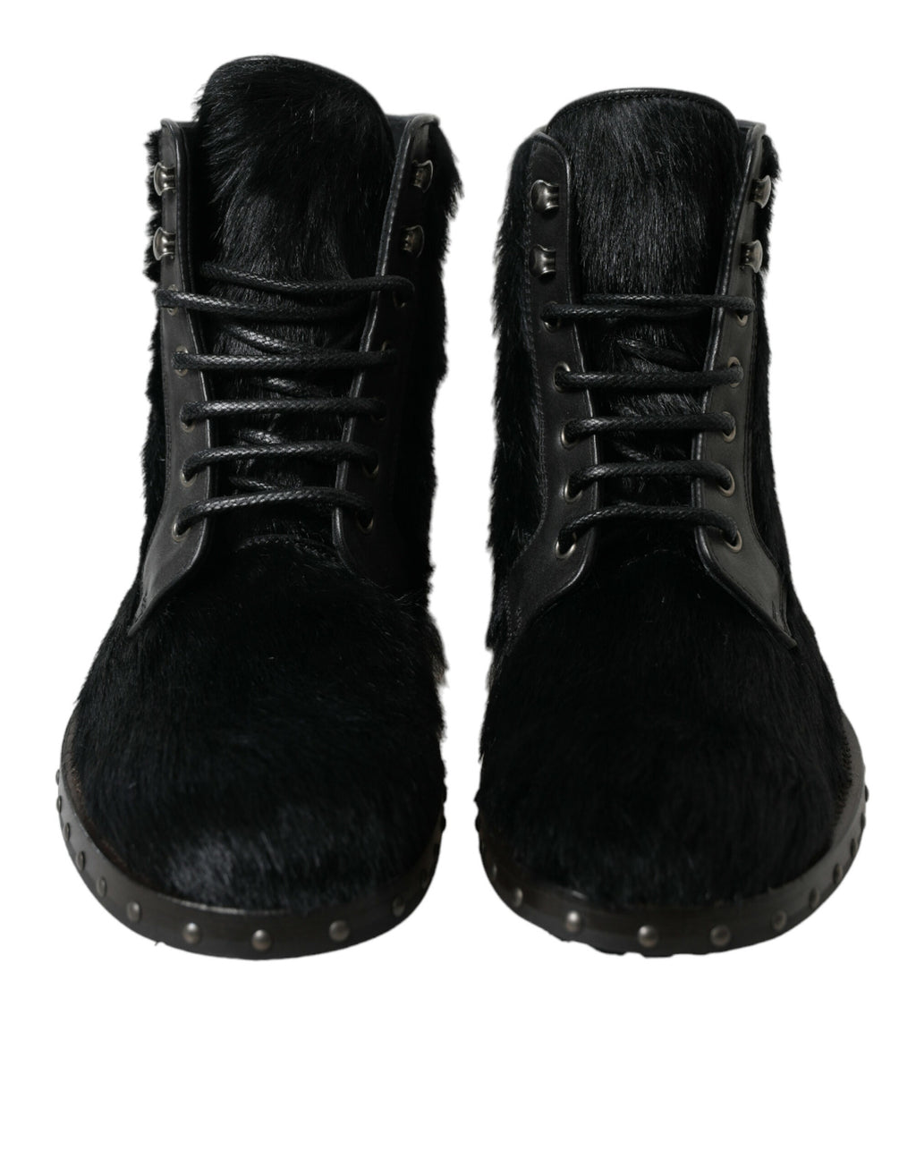 Schwarze Stiefeletten aus Leder im Pony-Stil mit halbhoher Wadenhöhe