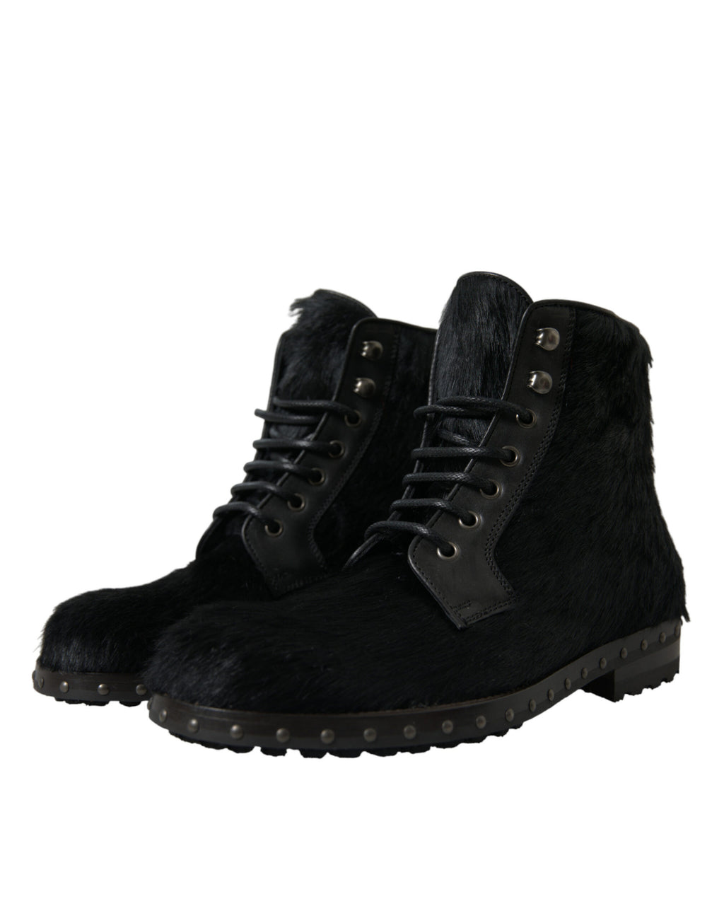Schwarze Stiefeletten aus Leder im Pony-Stil mit halbhoher Wadenhöhe