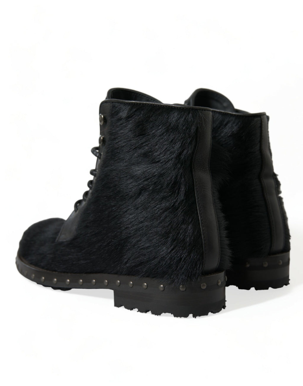 Schwarze Stiefeletten aus Leder im Pony-Stil mit halbhoher Wadenhöhe