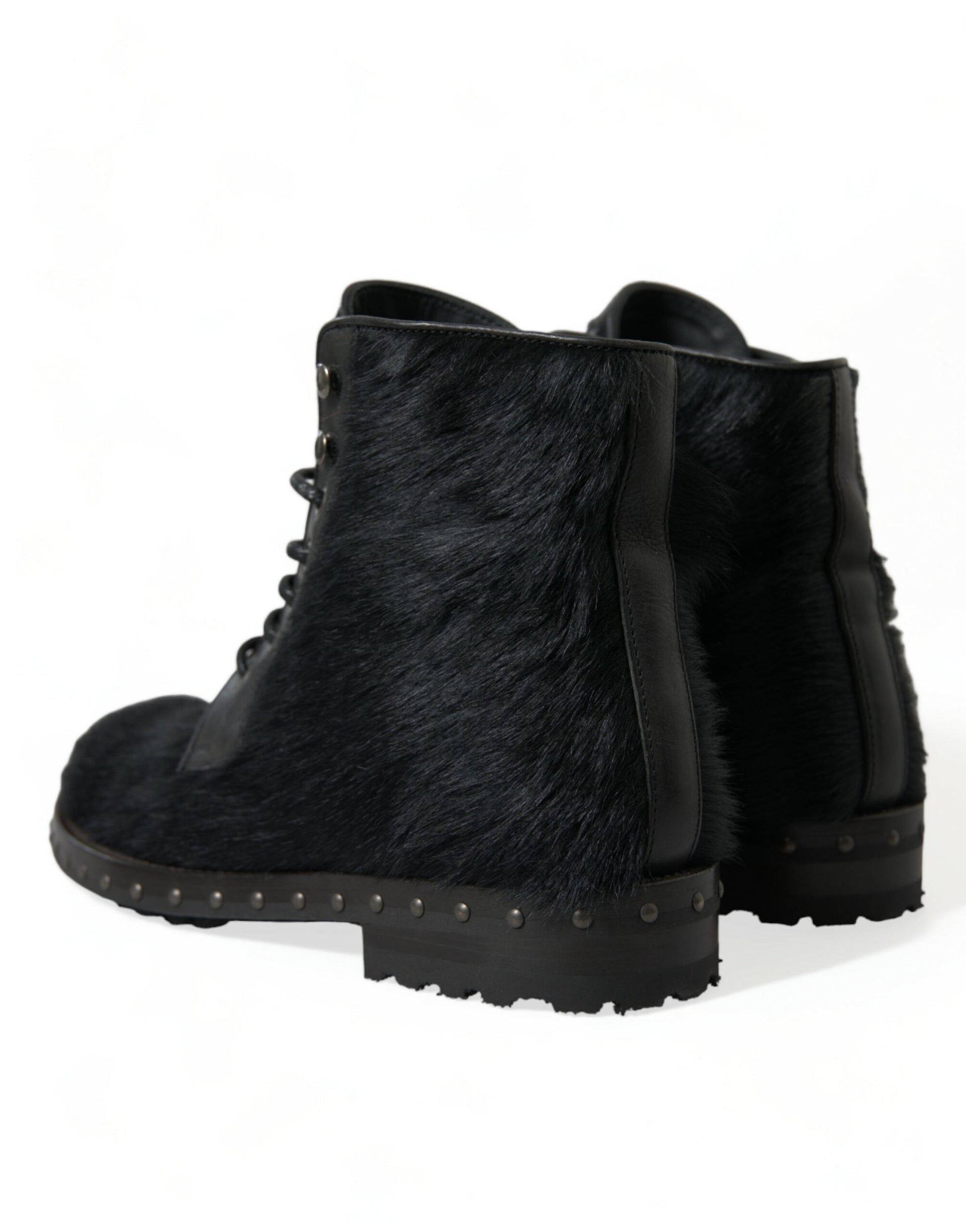 Schwarze Stiefeletten aus Leder im Pony-Stil mit halbhoher Wadenhöhe