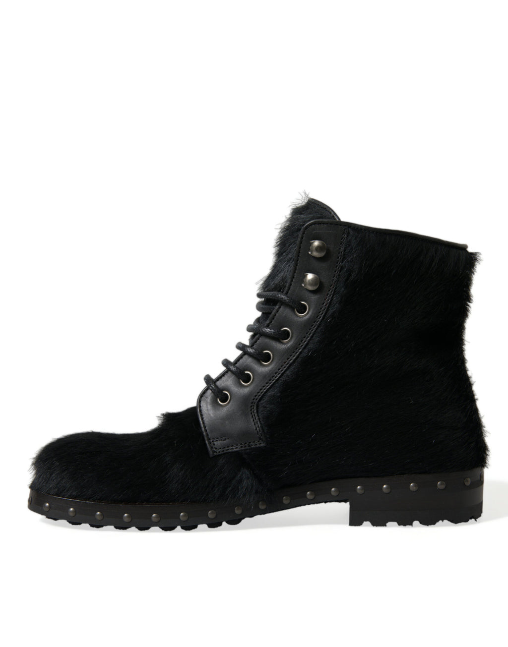 Schwarze Stiefeletten aus Leder im Pony-Stil mit halbhoher Wadenhöhe