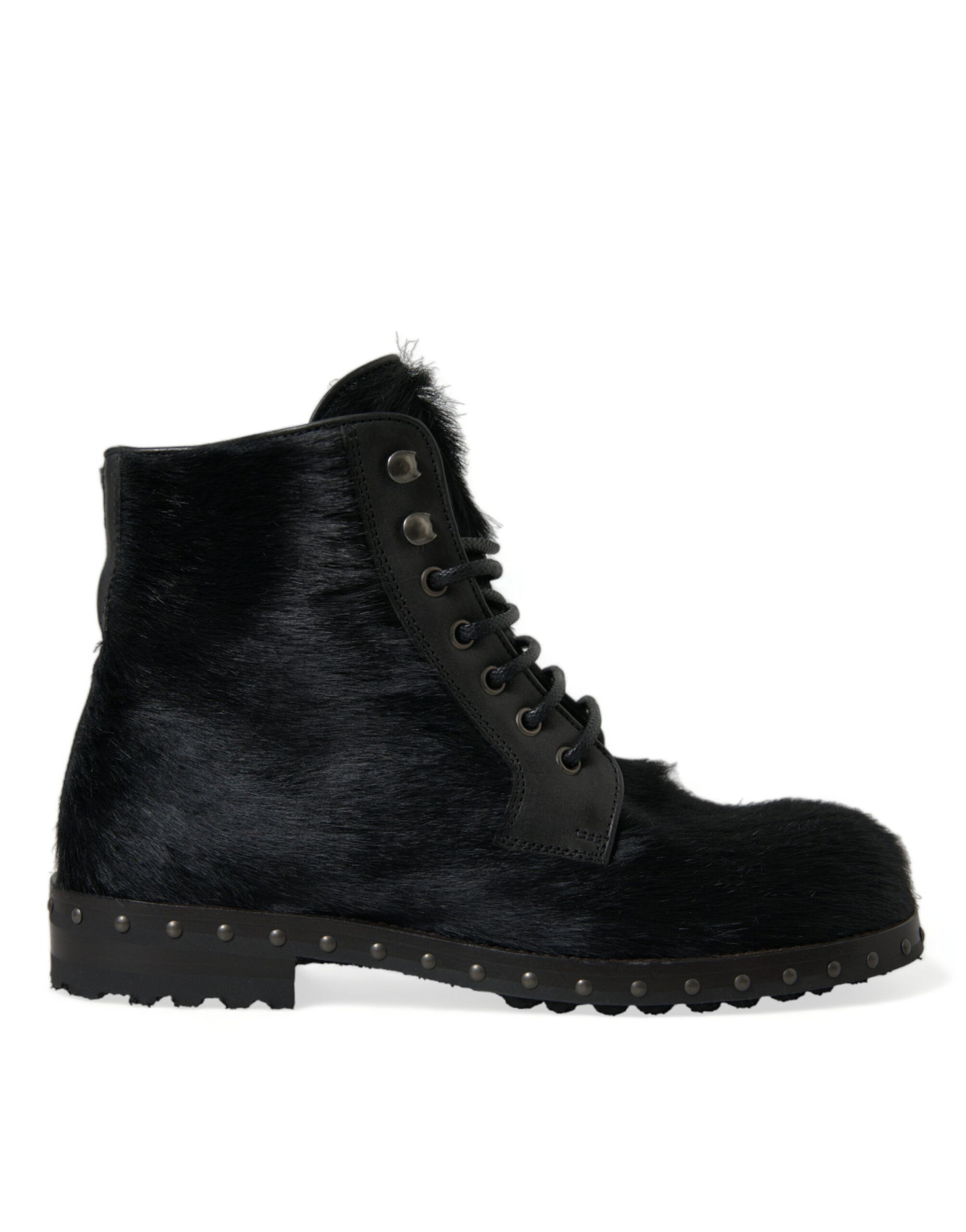 Schwarze Stiefeletten aus Leder im Pony-Stil mit halbhoher Wadenhöhe