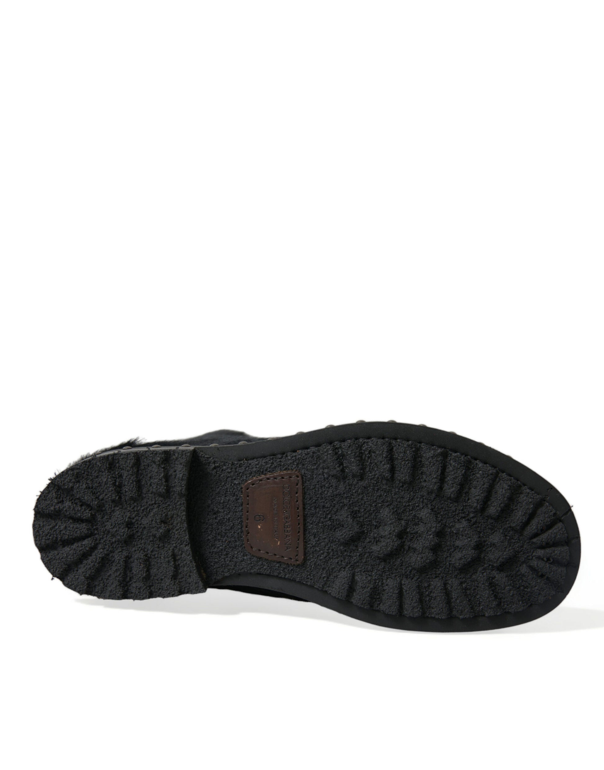 Schwarze Stiefeletten aus Leder im Pony-Stil mit halbhoher Wadenhöhe