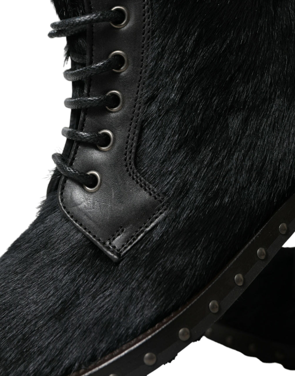 Schwarze Stiefeletten aus Leder im Pony-Stil mit halbhoher Wadenhöhe