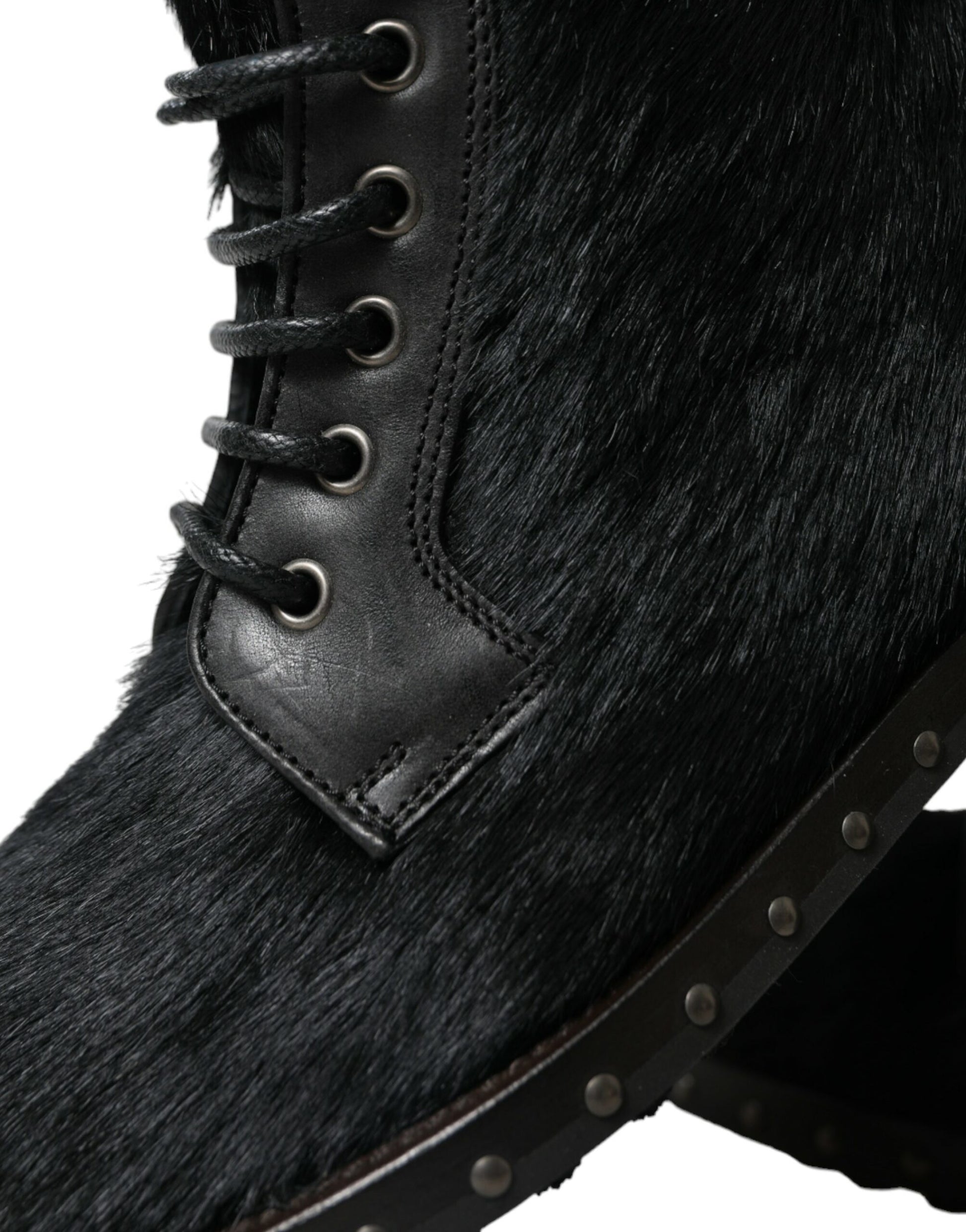 Schwarze Stiefeletten aus Leder im Pony-Stil mit halbhoher Wadenhöhe