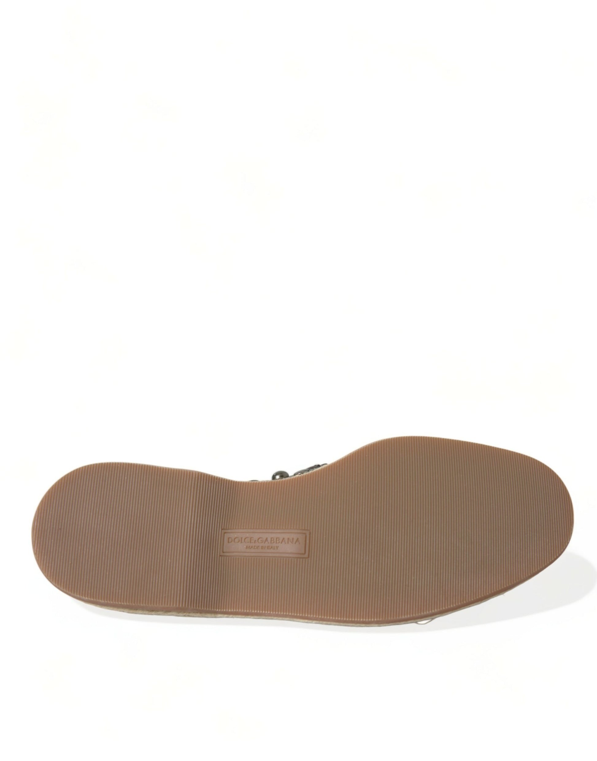 Graue Loafer aus Leinen und Leder mit Nieten