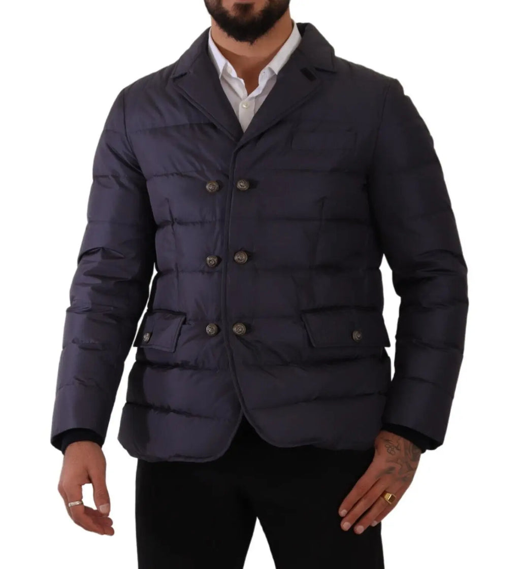 Blauer Seidenziegenmantel Blouson Winterjacke