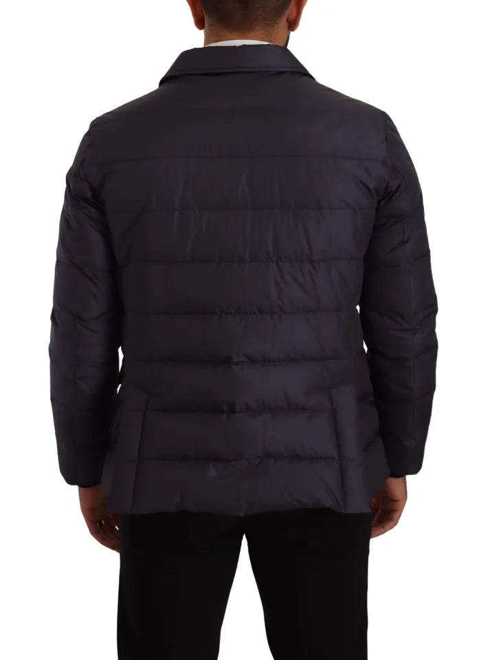 Blauer Seidenziegenmantel Blouson Winterjacke