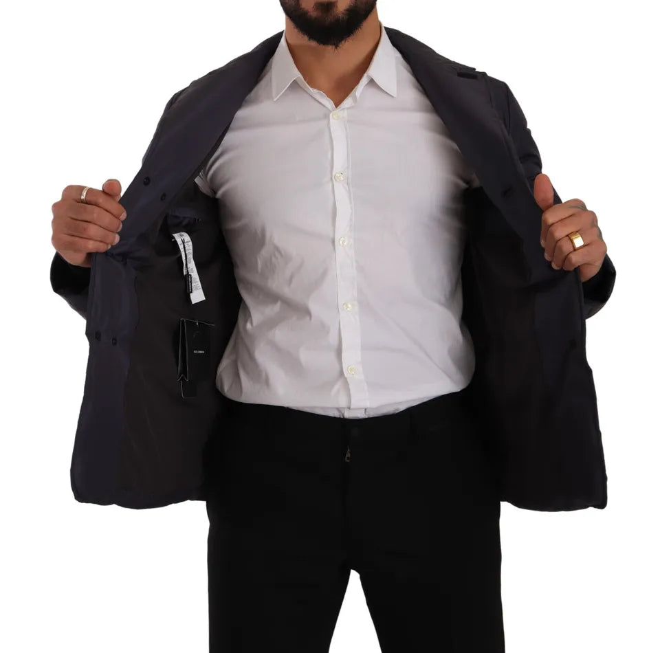 Blauer Seidenziegenmantel Blouson Winterjacke