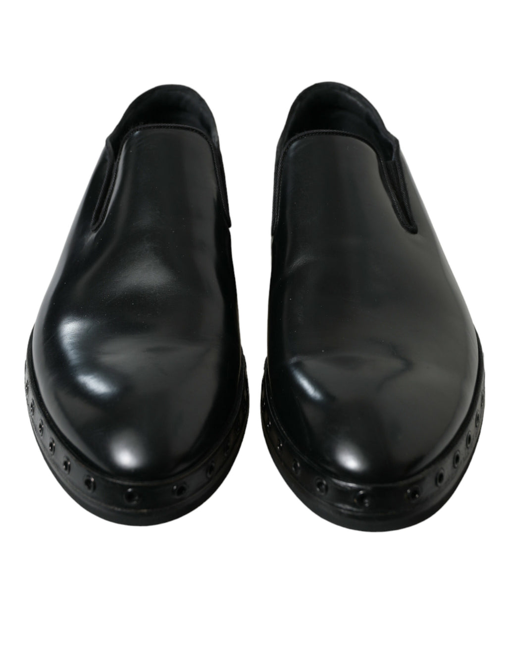 Schwarze Loafer aus Leder mit Nieten