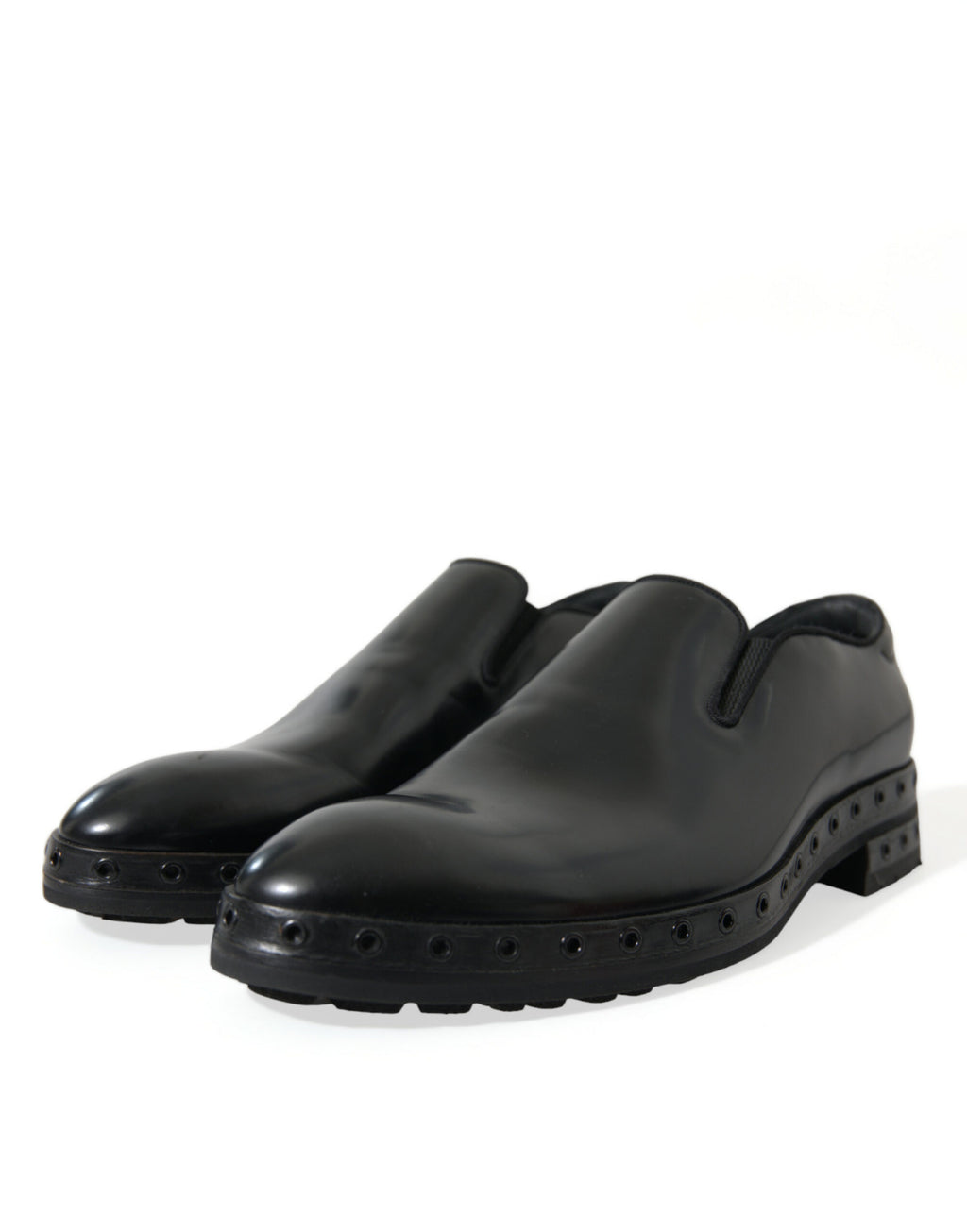 Schwarze Loafer aus Leder mit Nieten