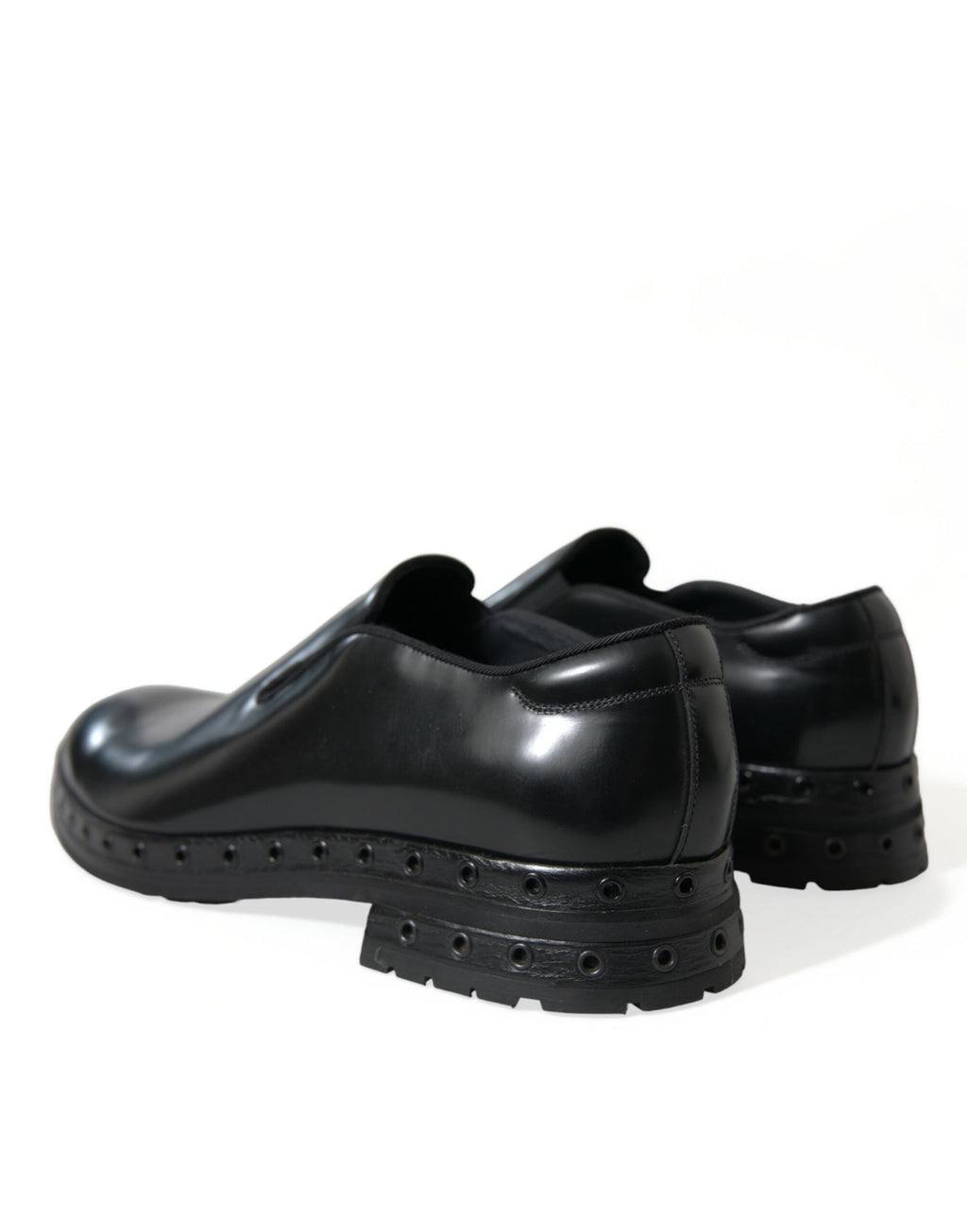Schwarze Loafer aus Leder mit Nieten