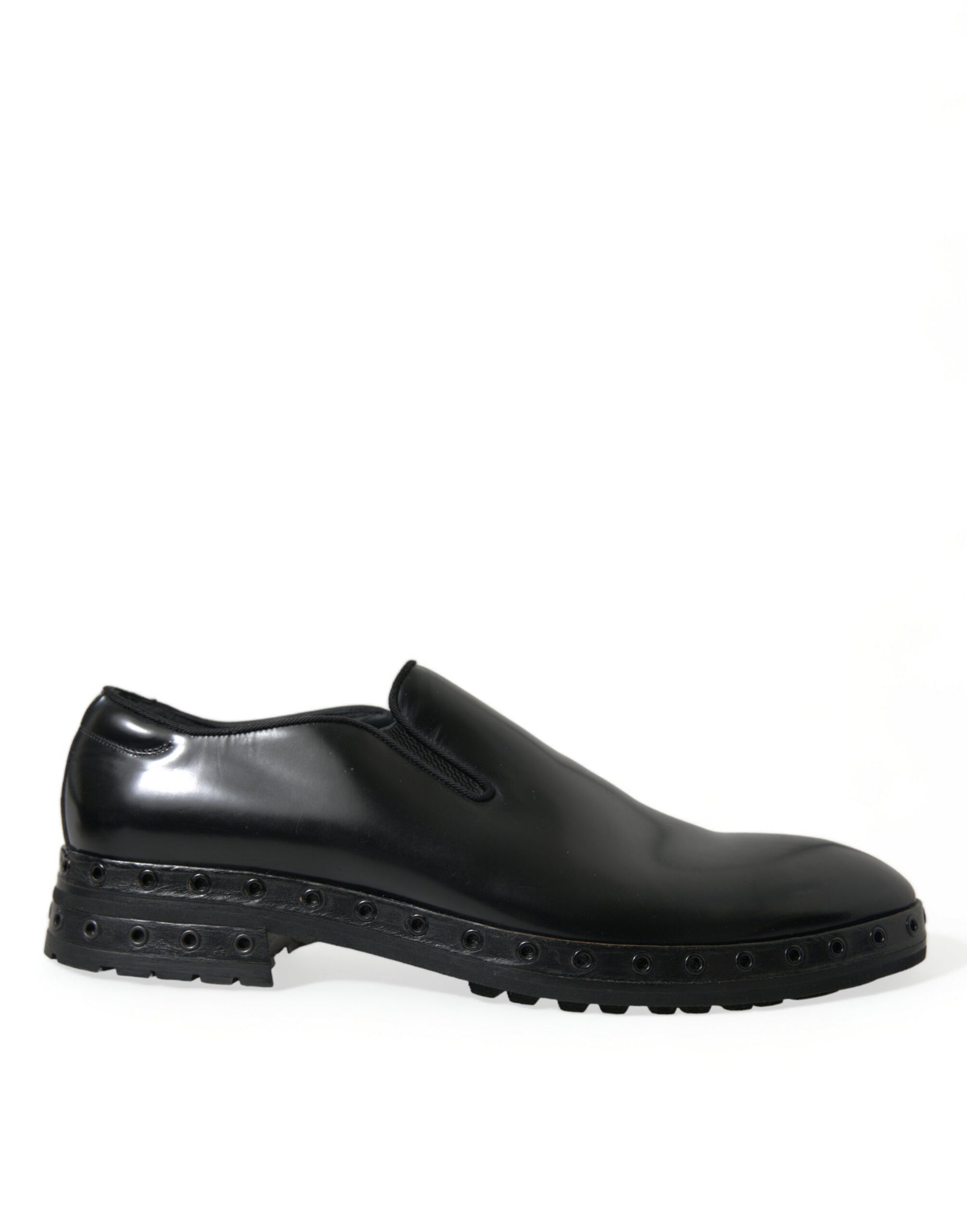 Schwarze Loafer aus Leder mit Nieten