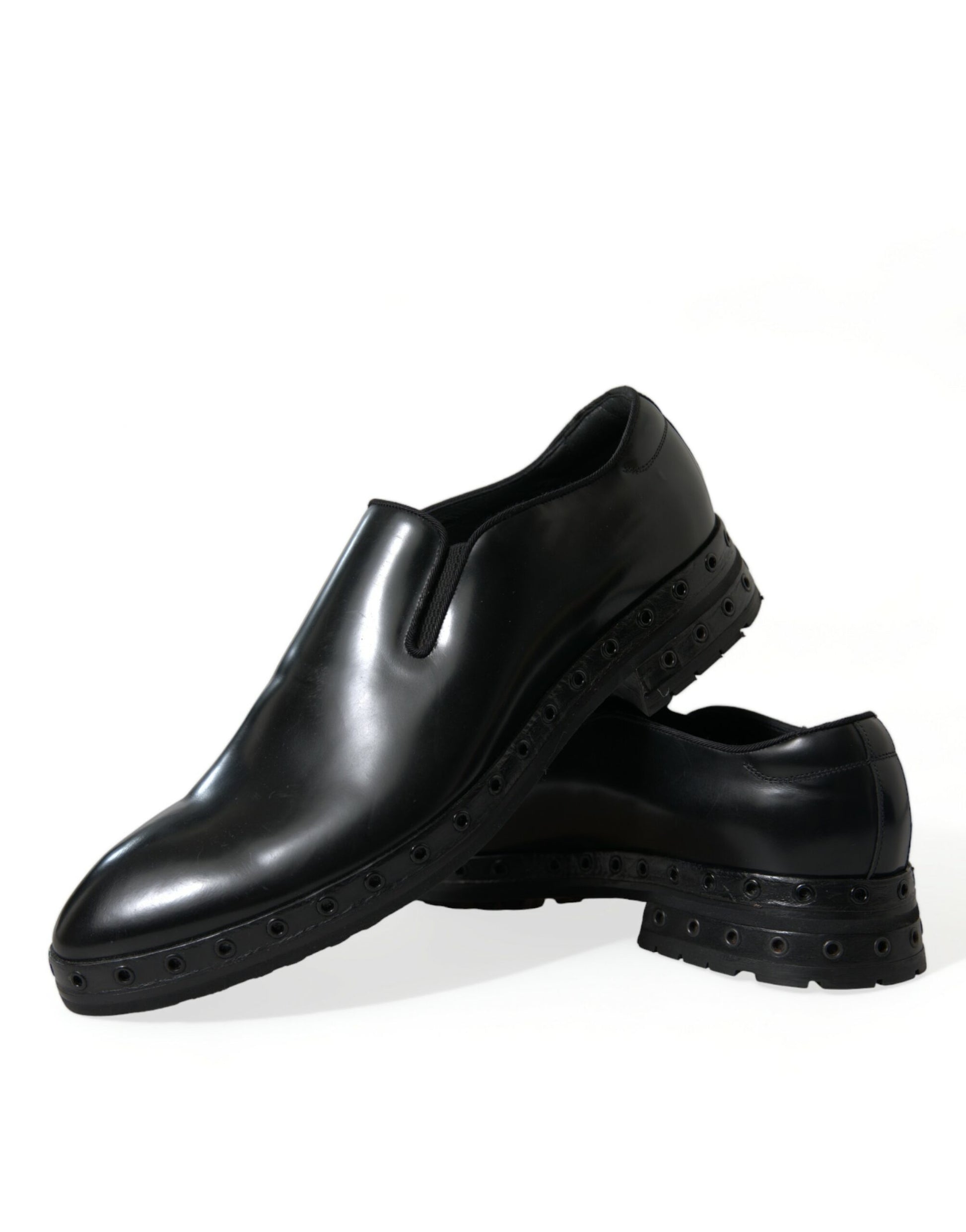 Schwarze Loafer aus Leder mit Nieten