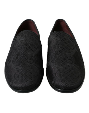 Schwarze Brokat-Loafer-Schuhe für Herren